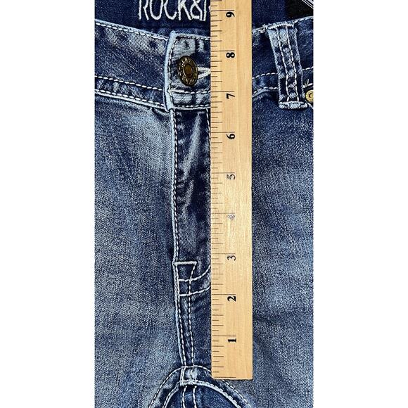 Rock & Roll Cowgirl Embroidered Mid-Rise Bootcut Jeans 31X34 - Picture 3 of 8